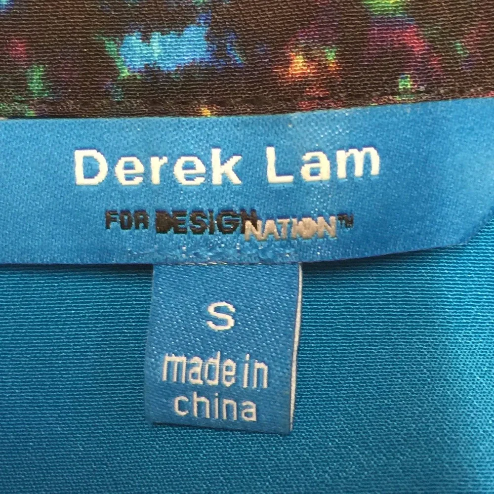 Derek Lam Design Nation Black Blue Abstract Colorful Tunic Shirt Dress S - Picture 10 of 11